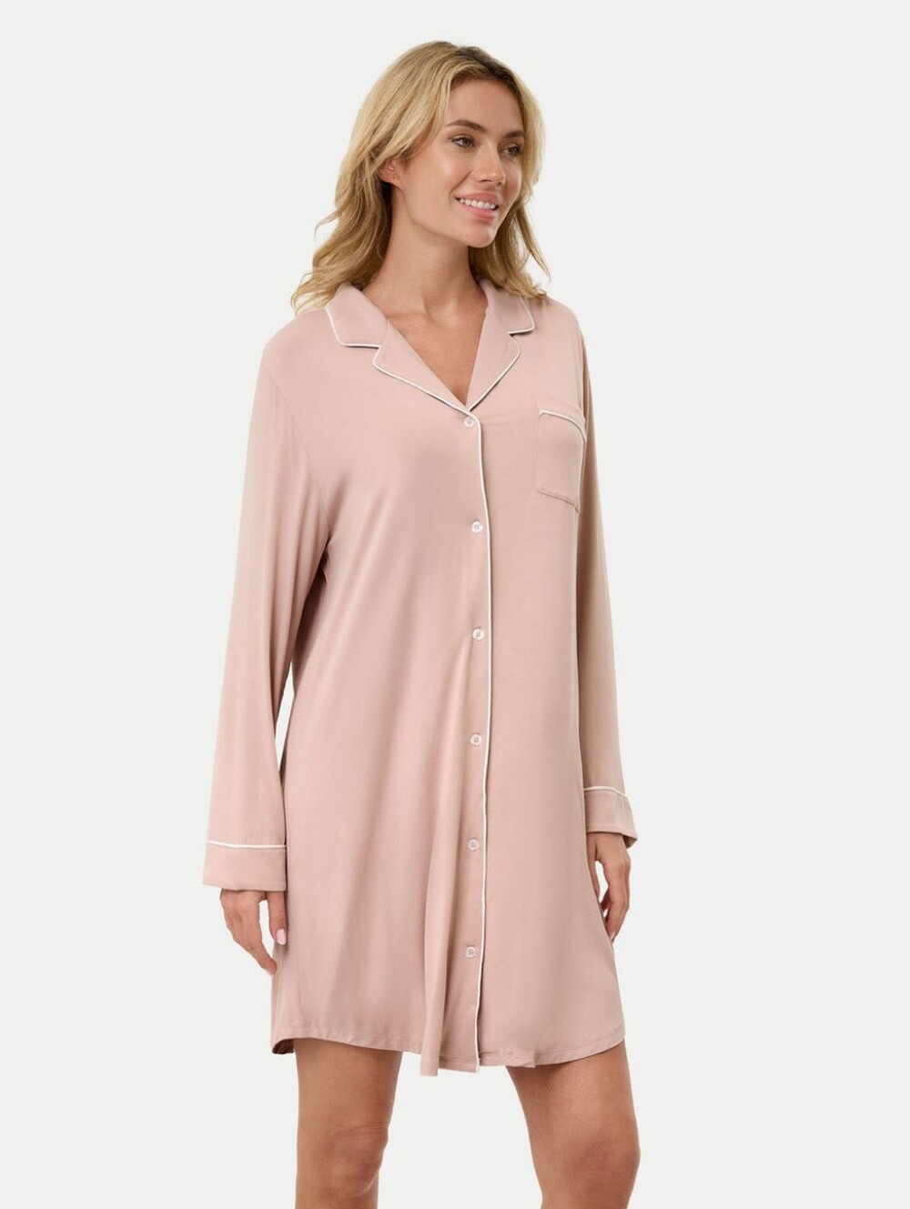 Eden & Om Bamboo Pajama Nightshirt Sepia Rose Pink Cooling Dress Gown XXL 2XL